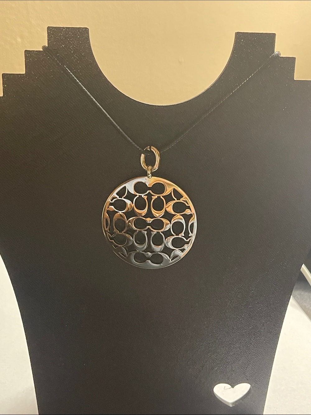 Coach Silver-Tone C Logo Cutout Pendant Necklace - Women Jewelry - Picture 2 of 10